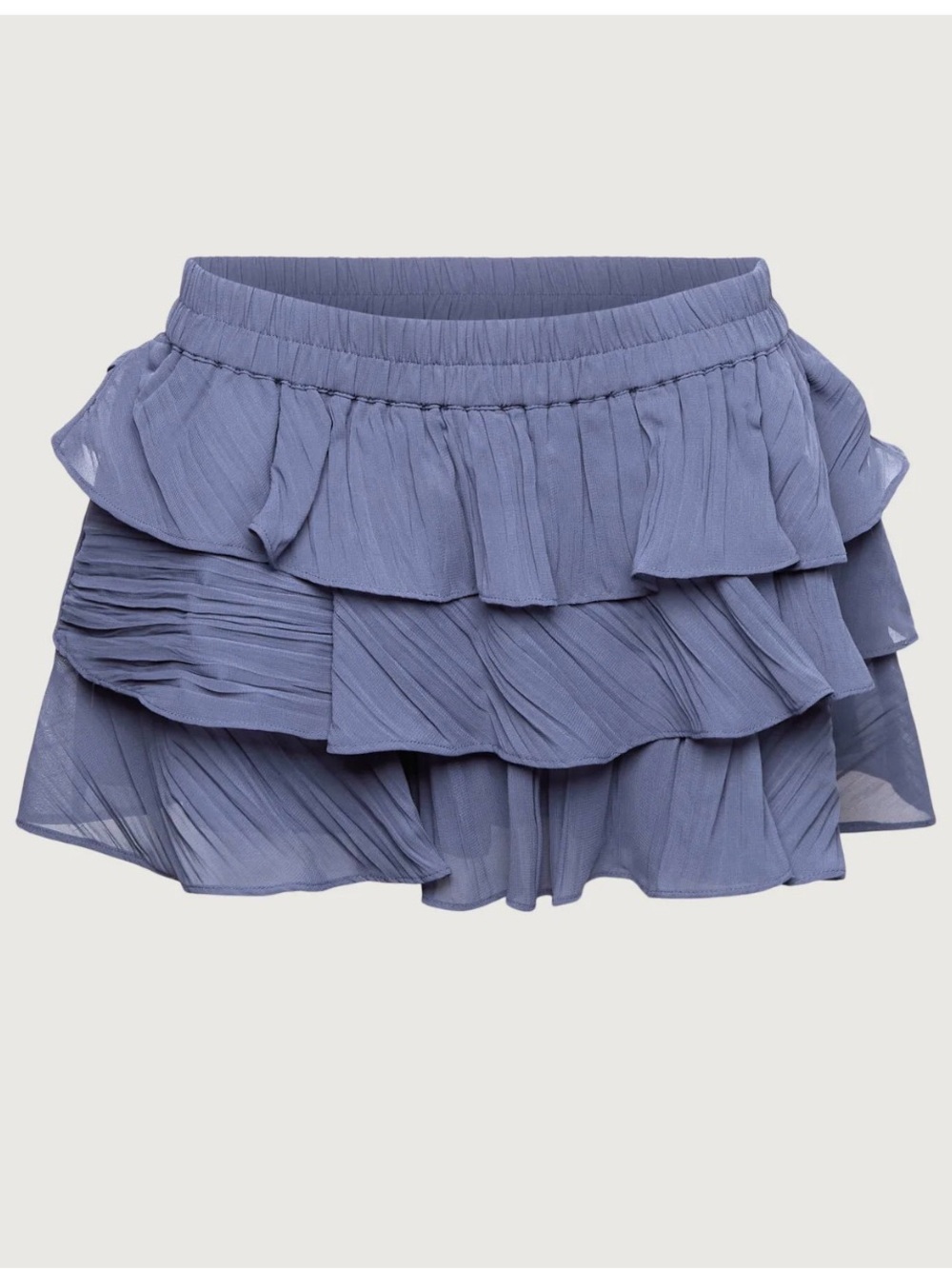 Tiered Ruffle Mini Skirt in Dusty Blue